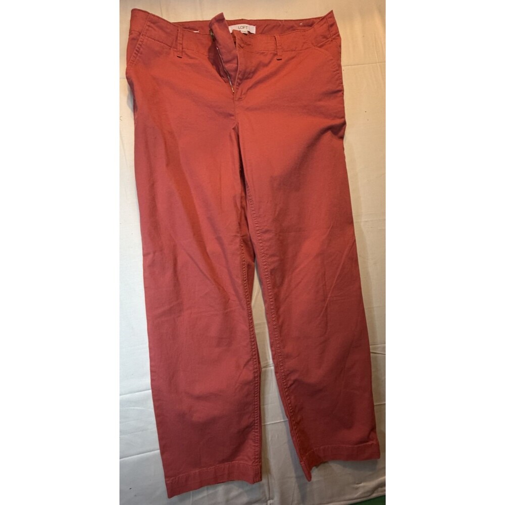 🩷✨ LOFT Riviera Slim Pants Women's Size 8 Coral Red Mid Rise Ankle Pants ✨